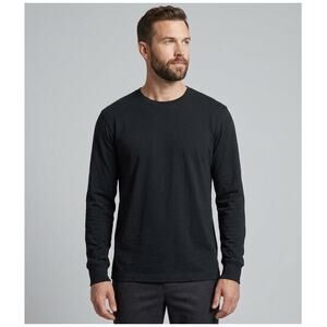American Giant Premium Slub Crew Neck Tee Shirt Long Sleeve Black Size Medium